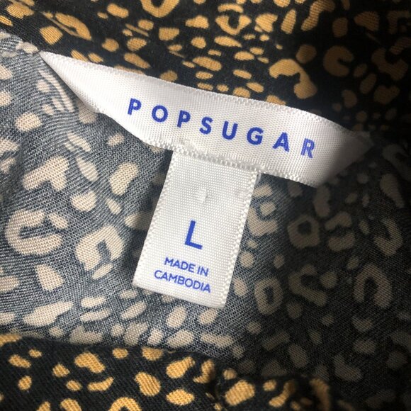 Popsugar Dress Womens Size Large Black Brown Mock Neck Ruffle Hem Mini - Picture 8 of 10